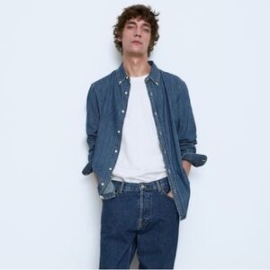 ZARA PREMIUM DENIM SHIRT MID BLUE